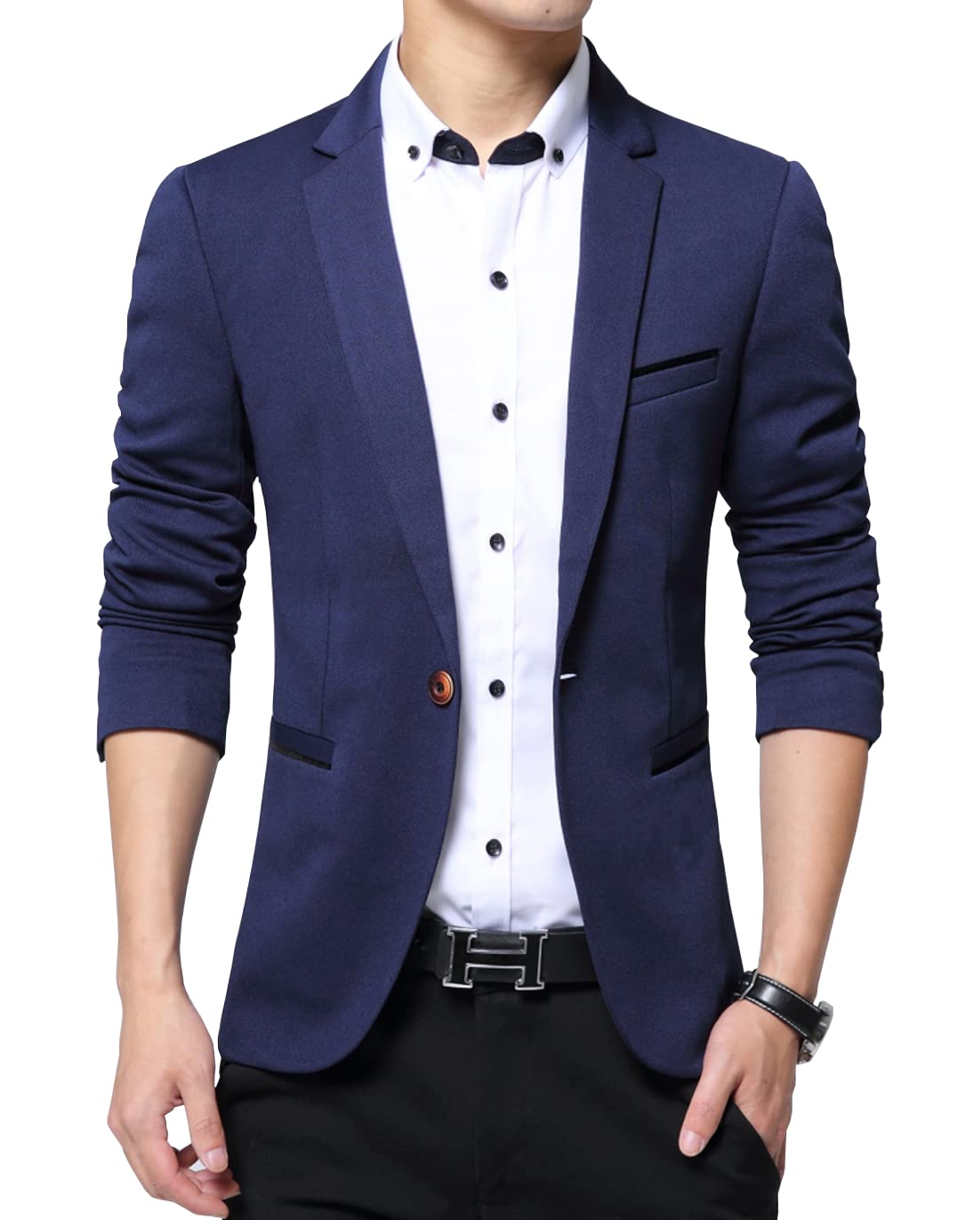 Blazer Homme Veste Casual Élégante Slim Fit Un Bouton Costume Jacket Vestons