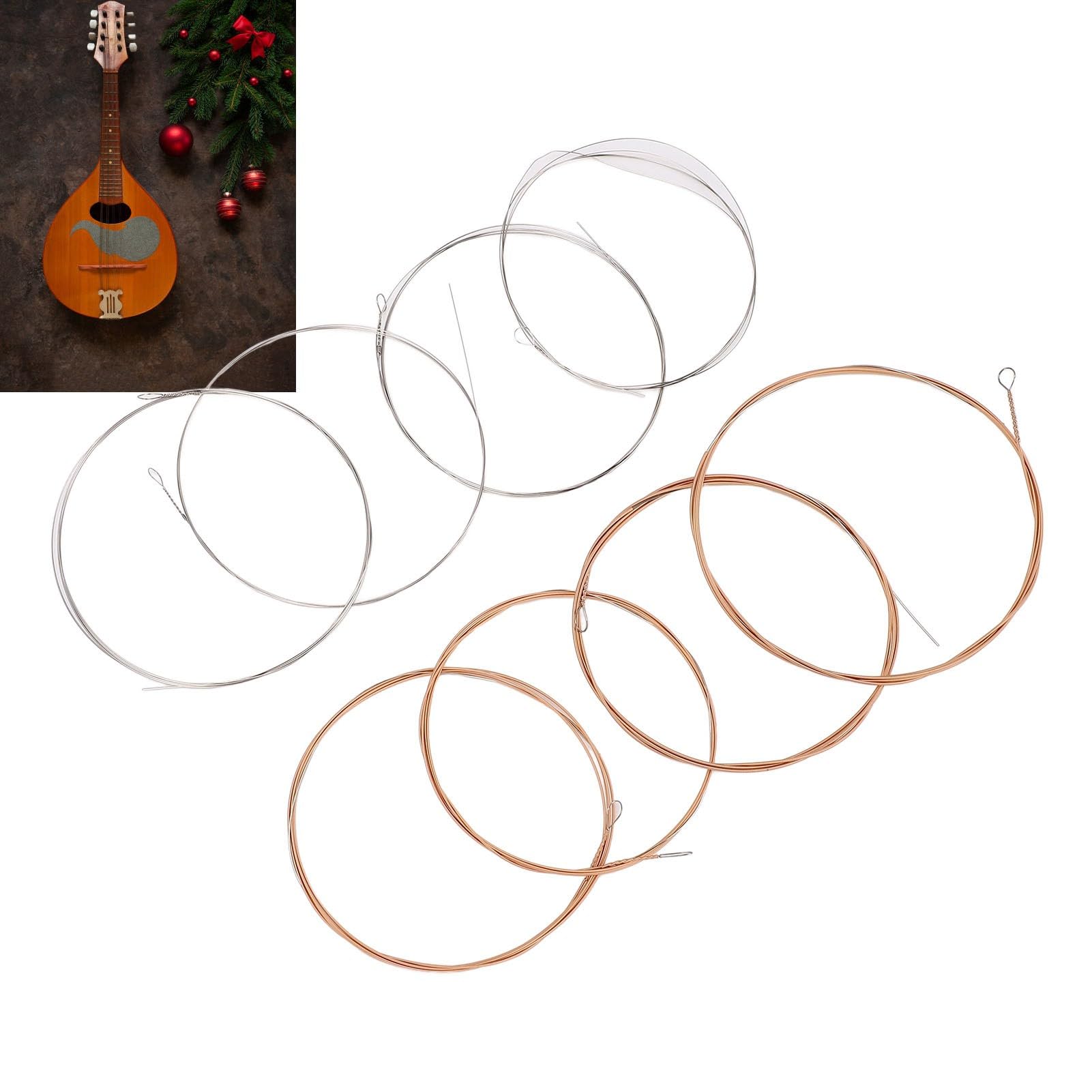 Cordes de Mandoline, Jeu en Bronze Phosphoreux pour un Son Brillant et un Timbre Stable, Idéal pour les Joueurs de Musique Folk et les Débutants