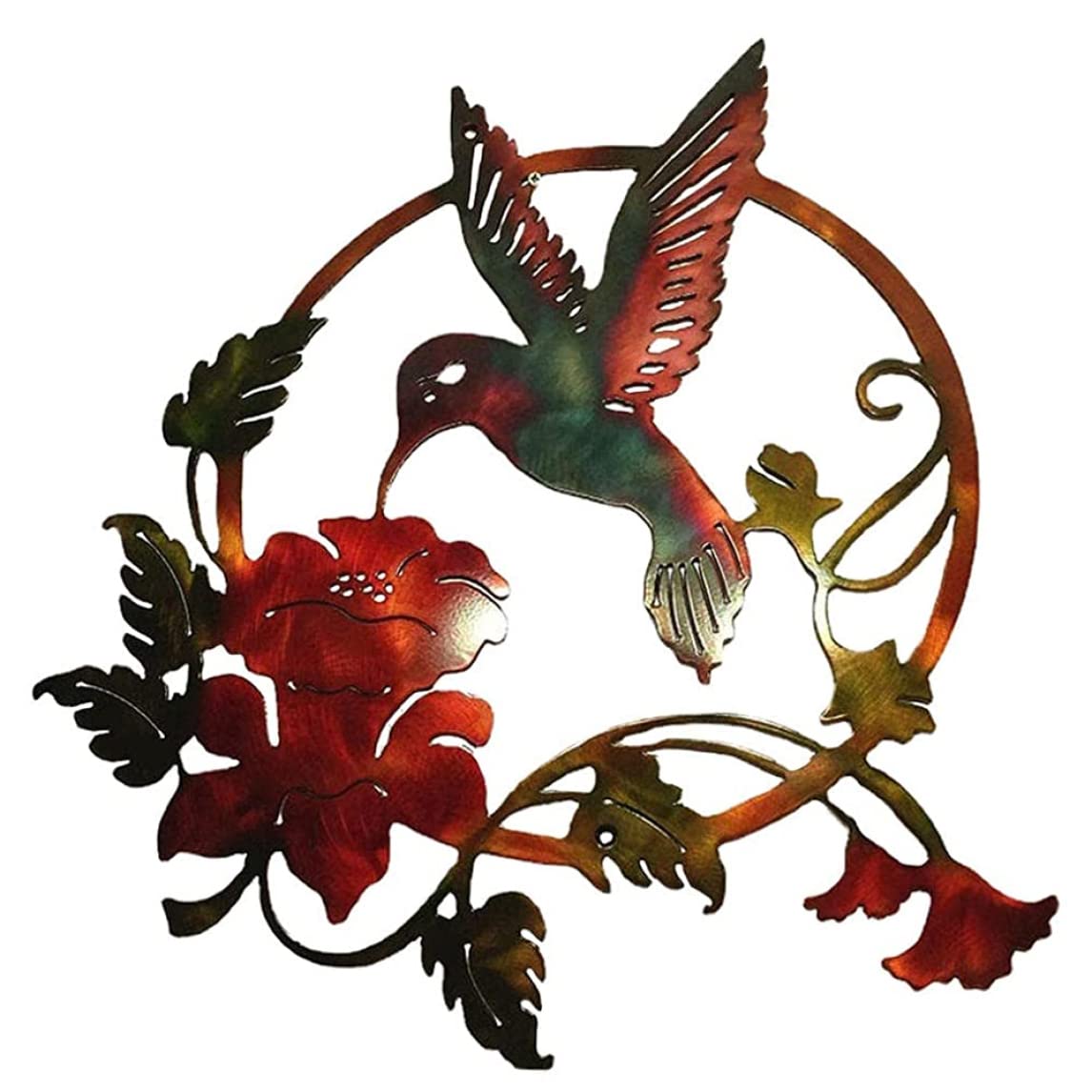 Décoration murale en métal oiseau noir 31x32 cm pour clôture et patio
