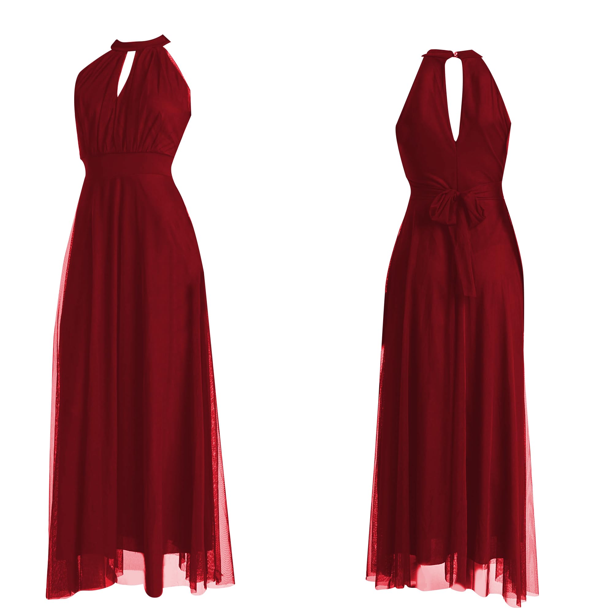 Robe longue de cérémonie pour femme en tulle avec découpe avant et bretelles – Made in Italy Yes