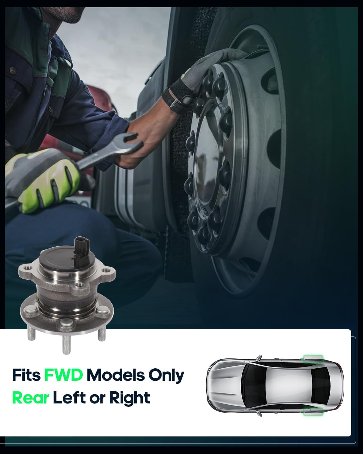 SCITOO Wheel Hub Bearing For Lincoln Mkc1 2015-2017 Compatible For OE 512499 Rear 5 Bolts W/ABS（1 pad）