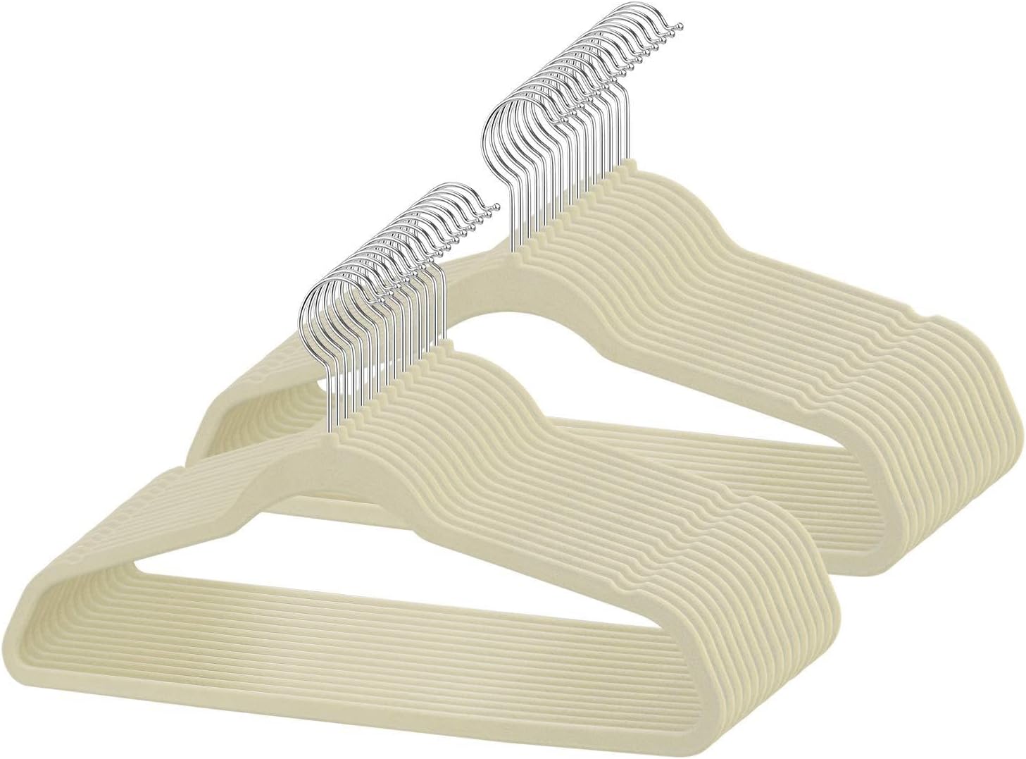 IEOKE Velvet Hangers, Non Slip Clothes Hangers Heavy Duty 360 Swivel Hanger Hook Ultra Thin Clothes Racks Perfect for Space Saving 50 Pack Ivory