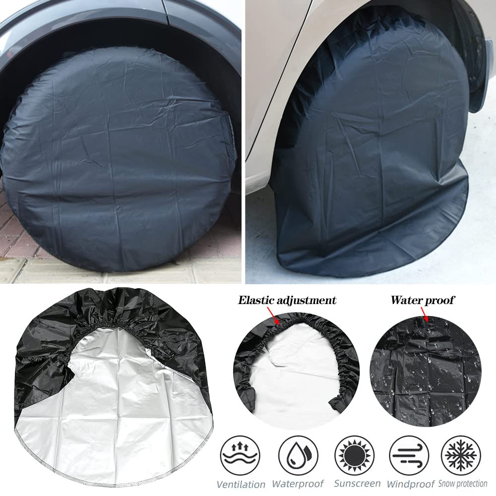 Cubierta de rueda de repuesto universal, Bolsa de almacenamiento for neumáticos de coche, 4 unidades, de 27 a 32 pulgadas, funda protectora for ruedas de vehículo, for camión, coche, caravana, remolqu