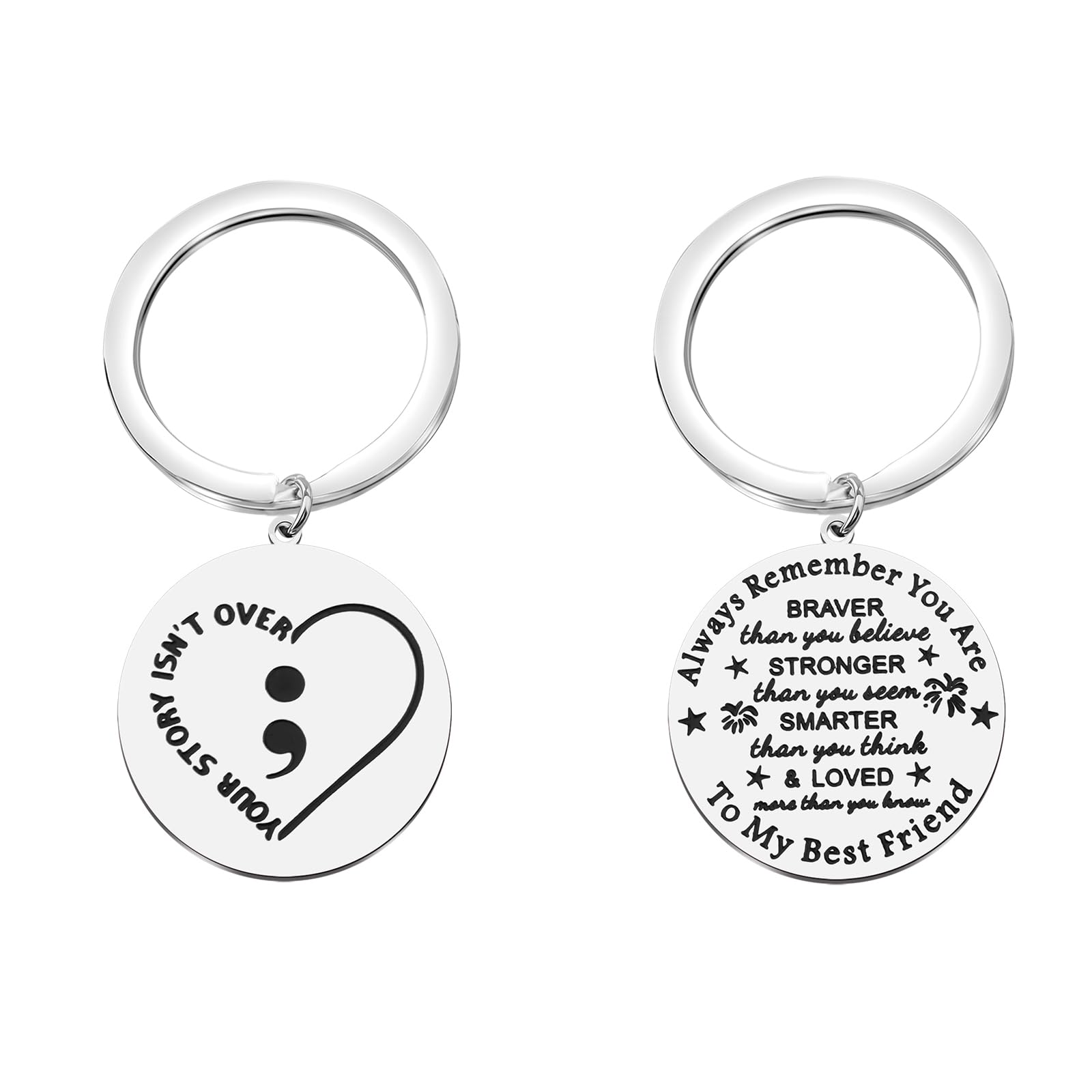 BNQLYour Story Isn't Over Yet Semicolon Keychain Depression Awareness Gifts Semicolon Mental Health Gifts Inspirational Gift