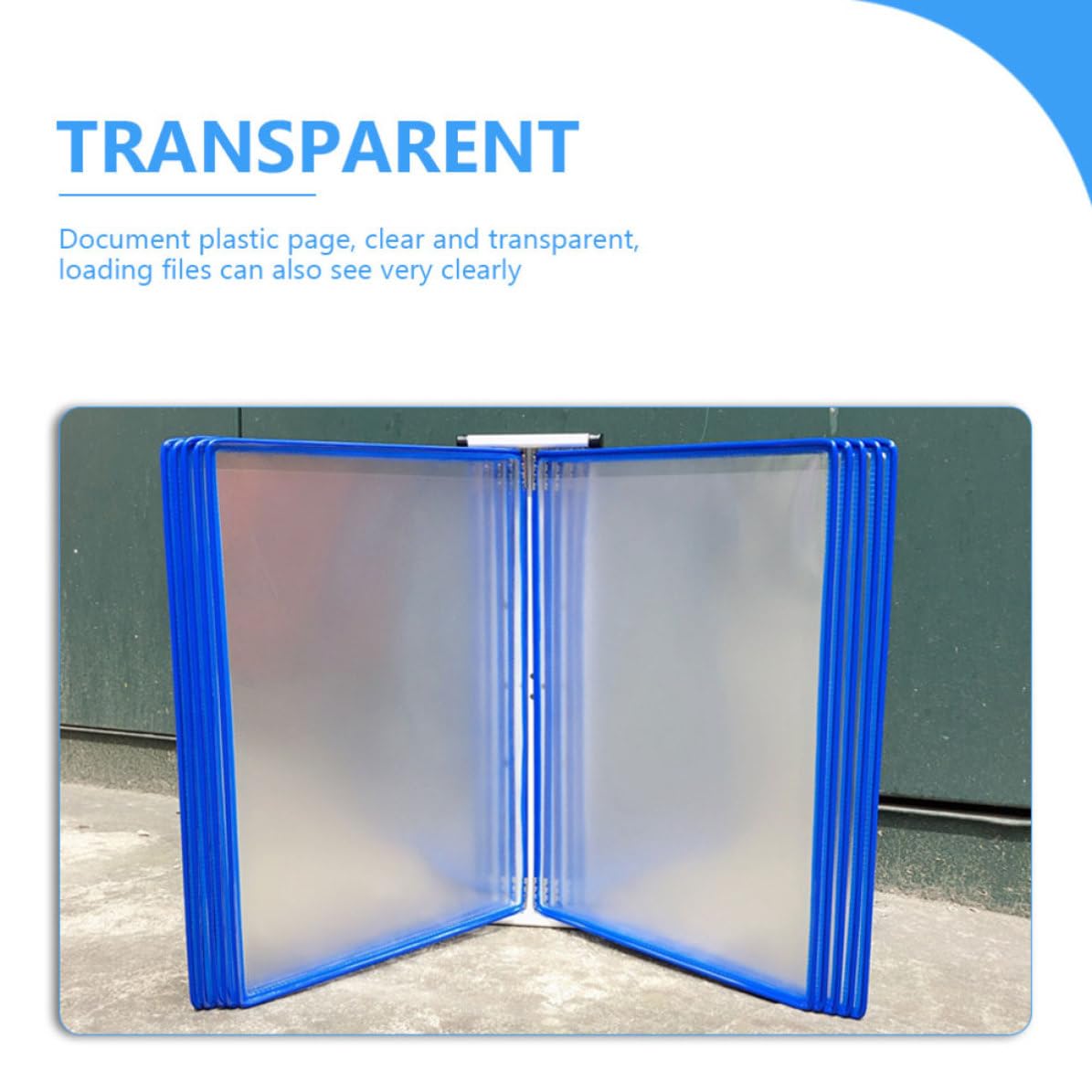 Organizzatore di Documenti da Parete in Metallo e Pvc Blu, Scaffale Verticale per File e Libri, per Uffici e Sale Riunioni, Porta Documenti Appeso Resistente