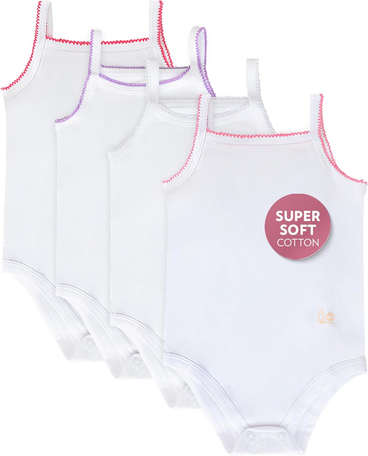 Feathers Tank Top Baby Girl Undershirts - Super Soft Cotton One-Piece Toddler Bodysuit (4 Pack) (Multicolor)