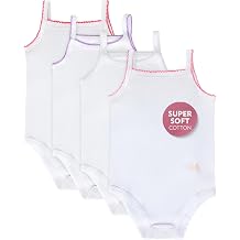 Feathers Tank Top Baby Girl Undershirts - Super Soft Cotton One-Piece Toddler Bodysuit 4 Pack Multicolor