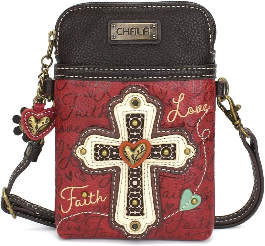 CHALA Cell Phone Crossbody Purse-Women PU Leather/Canvas Multicolor Handbag with Adjustable Strap - Image 2