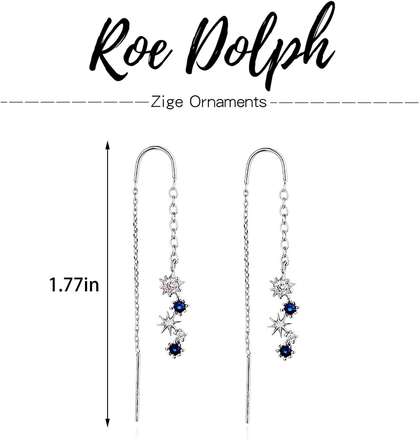 Threader Earrings Star Moon Chain Earrings Long Tassel Dangle Earrings Glitter Crystal Earrings for Women Wedding Party Jewelry Accessory for Girls Halloween Thanksgiving Birthday Gifts - Image 7