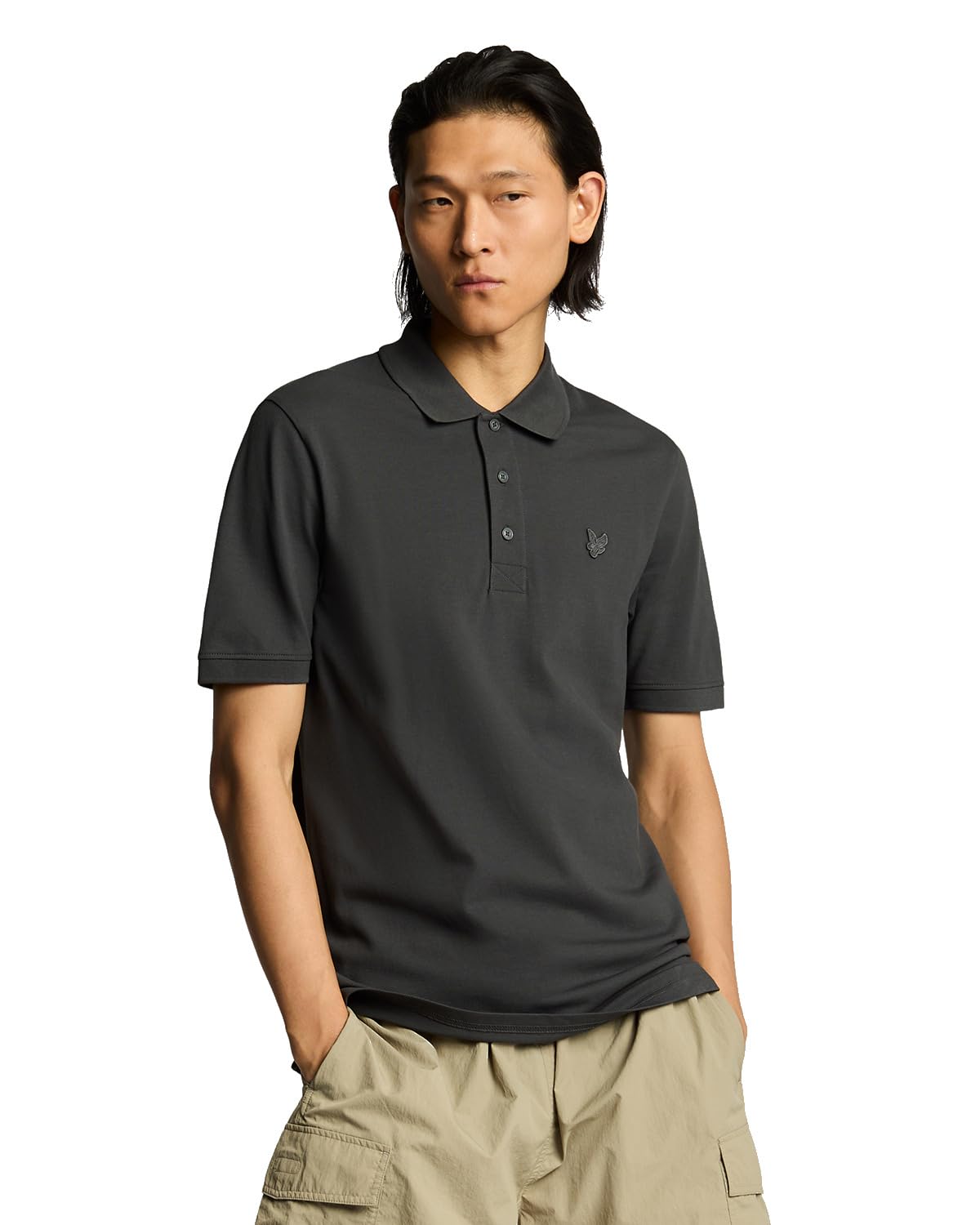 Lyle & Scott Tonal Superfine Polo Shirt - Gunmetal - Large