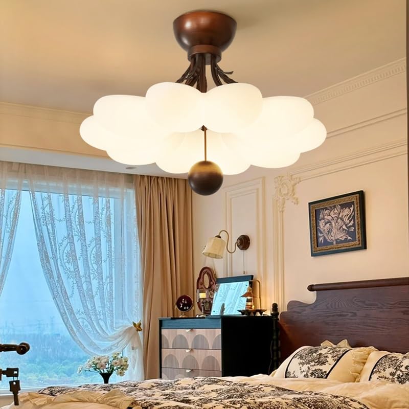Plafonnier LED intérieur style journal beige pour un salon cosy