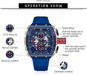 MF MINI FOCUS Men's Quartz Watch Outdoor Barrel Curved Mirror Gradient Hollow Men's Watch 0399G
