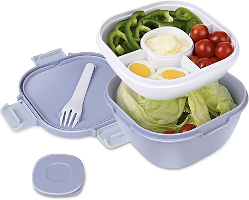 Fiambrera a prueba de fugas, recipiente de comida con gran capacidad para mezclar ensaladas y bandeja de 3 compartimentos estilo bento, contenedor