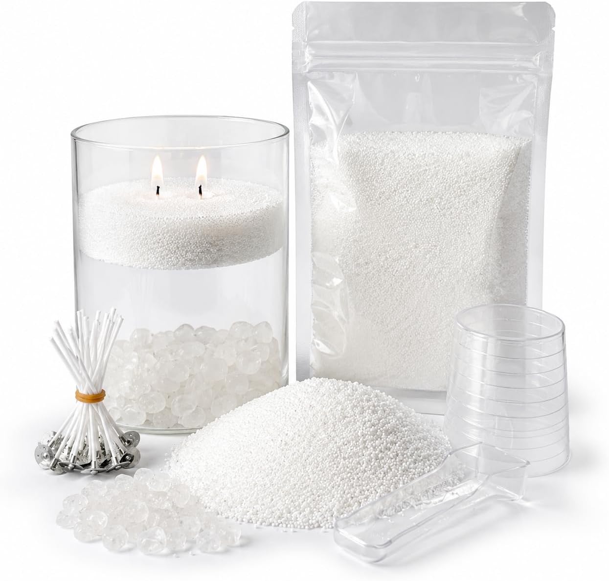 Sand Candle Kit with Wicks & Crystals, Meditation Yoga Wedding | Floating Candles for Yoga, Meditation, Ceremony, Birthday, Wedding Decoration, Increase Energy and Enhance Vitality