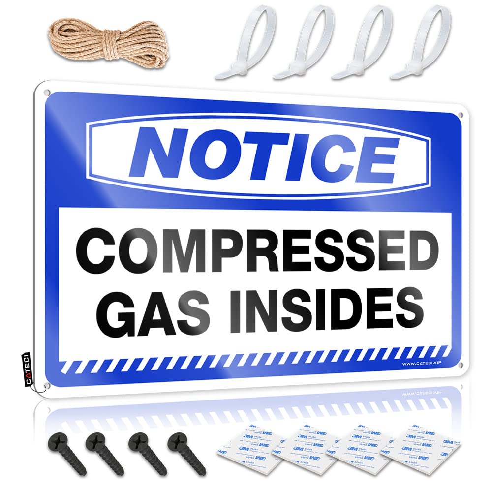 STWNVOITV Funny Saying Tin Signs Notice Compressed Gas Insides Tin Sign Room Door Decor Tin Metal Sign(30X40CM)