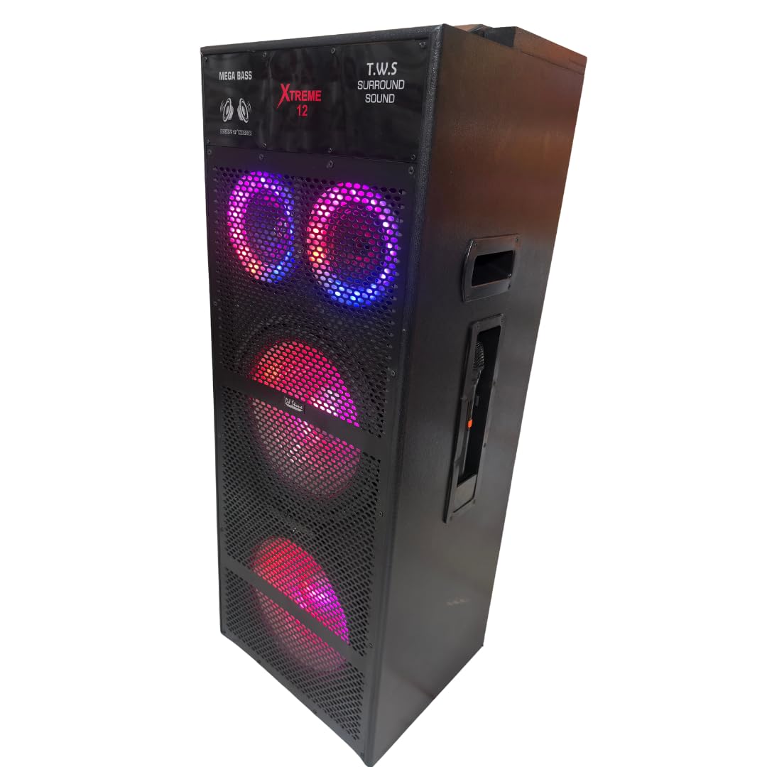 DJ STONE Xtreme 12 Single DJ Tower Speaker | 200W RMS | Dual 12 Inch Woofer | Karaoke with 2 Mic Input | Bluetooth USB AUX FM | Heavy Bass Party Speaker (105 cm Height)-image-28