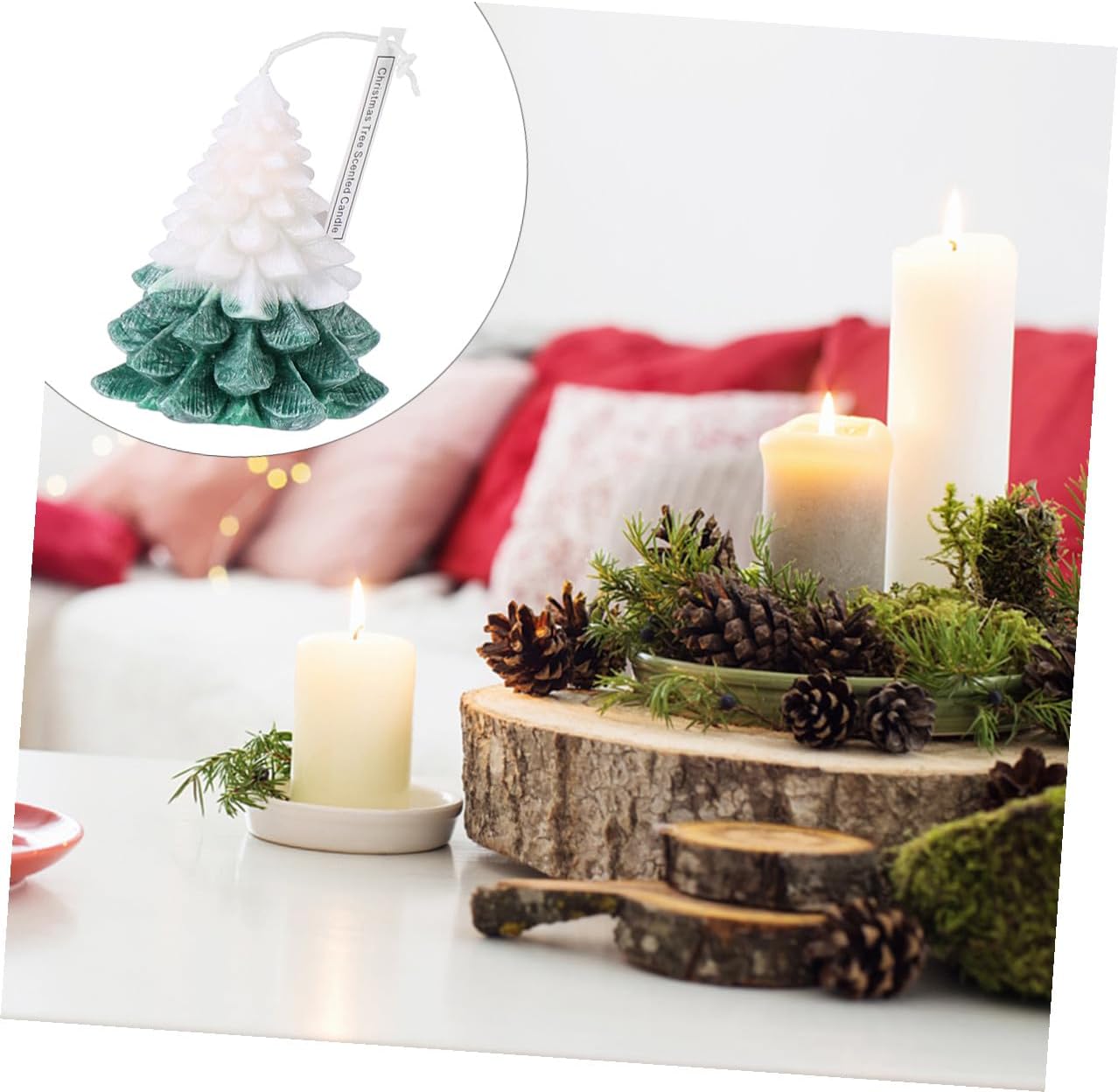 Christmas Tree Wax Candle, Fragrance Scented Festive Decoration Xmas Home