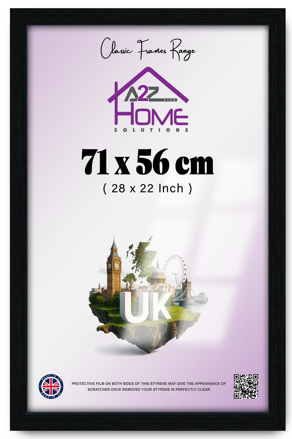 A2Z Home Solutions® Black 71x56 cm Poster Frame A1 A2 A3 A4 A5 A6 Panoramic Square Wall Mounted Large Picture Canvas HD Clear Display 30mm Multi Photo Frames Home Office School Use
