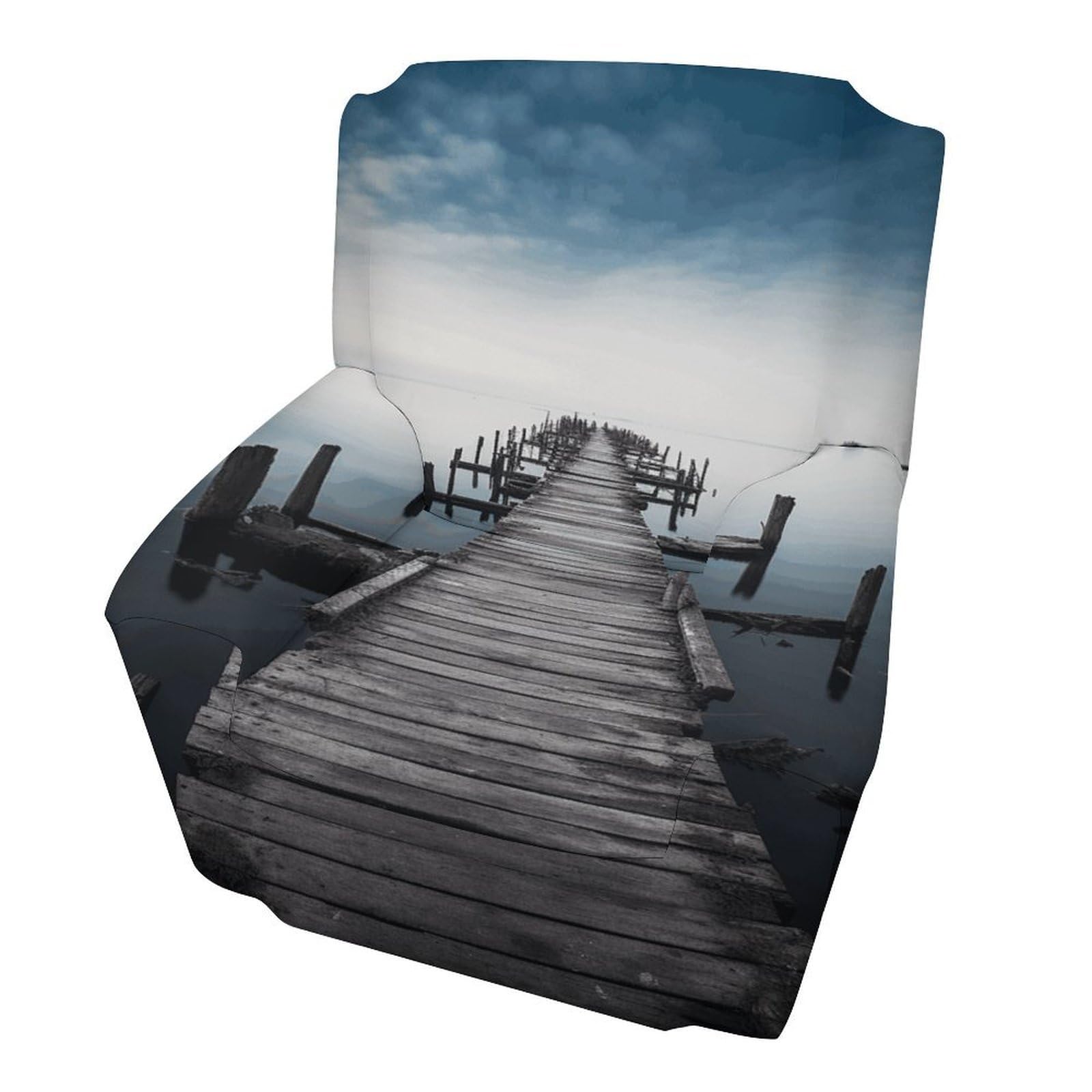 Fekiloot Style Old Wood Pier Above Calm Water Couch Cover Sofa Cover Sofa Slipcover