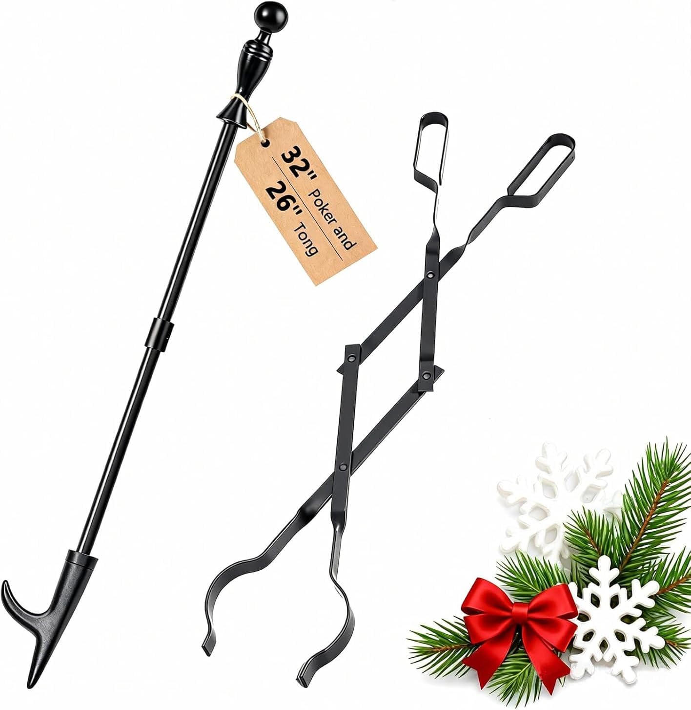 Amagabeli Fireplace Tools Sets 26 Inch Fireplace Wood Tongs,Fire Poker Set,Fire Pits Firewood Clamp Heavy Duty Wood Clamp for Interior