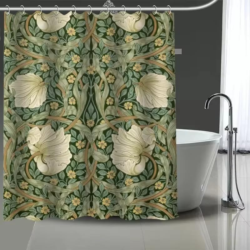 Rideau de bain imperméable William Morris anti-éclaboussures en polyester 122x240cm
