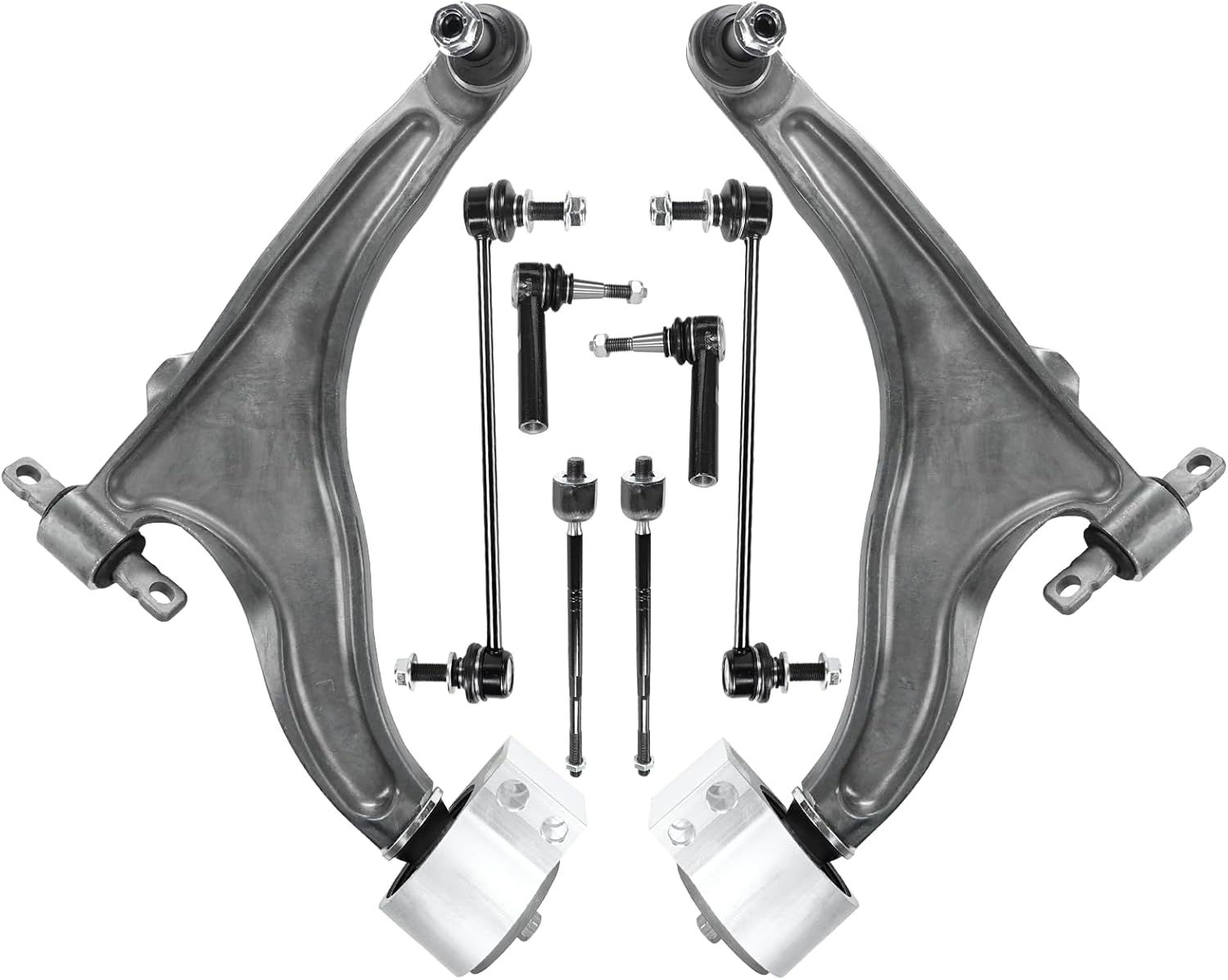 8pcs Front Suspension Kit Lower Control Arm with Ball Joint Bushings Inner Outer Tie Rod Sway Bar Links Driver Passenger Side Replacement for 2010-2016 Cadillac SRX K622087 K622088