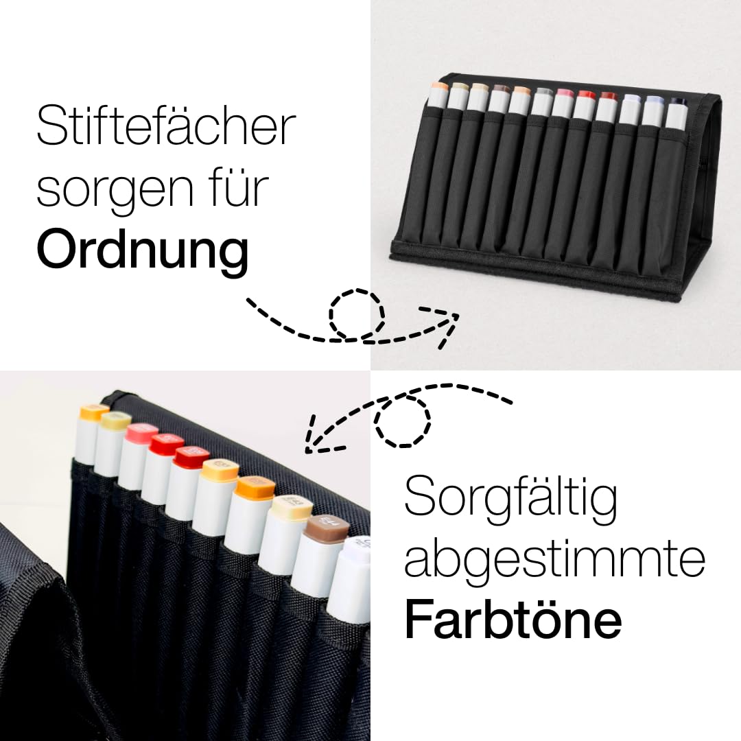 COPIC Classic Set "Architektur Farben", 12er Set im Wallet, Twin Marker mit einer mittelbreiten und einer feinen Spitze