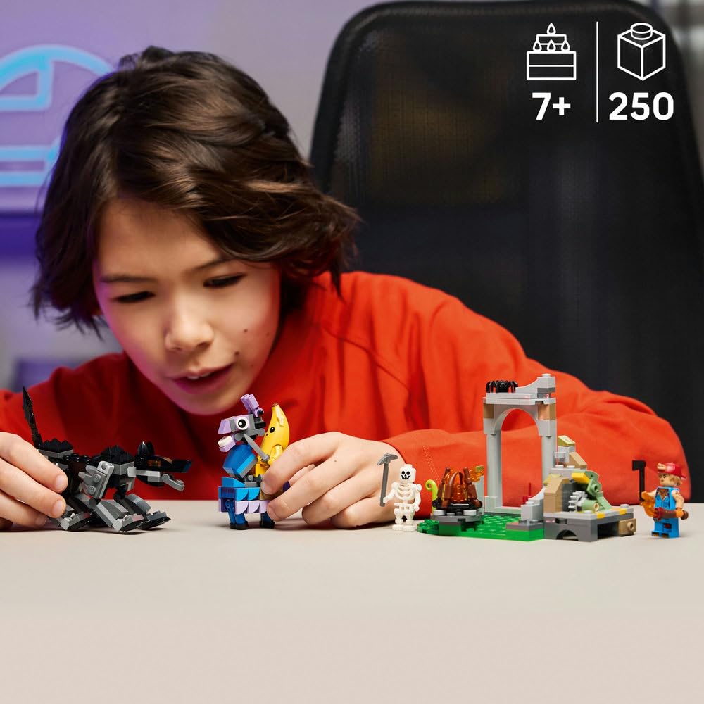 LEGO Fortnite Skórek i Iskra oraz obóz 77075 | Figurki z gry, do zabawy i ozdoby, gamingowy prezent dla fana Fortnite 7+, zestaw klocków dla dzieci, 250 elementów