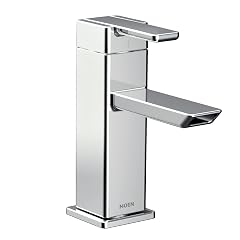 Moen 90 Degree Chrome One-Handle Modern Bathroom Faucet with Drain Assembly S6700