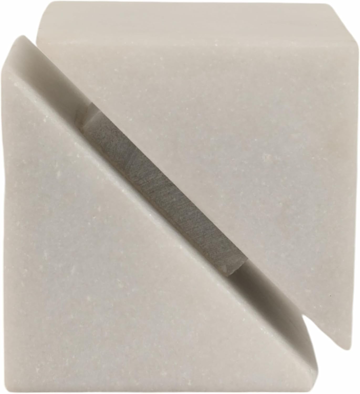 White Marble Sculpture Cube – Accessories for Room Styling and Layering – Shelf, Desk, or Console Placement – Modern Geometric Design Accent for Contemporary Spaces, Home Decor – 4", White Finish