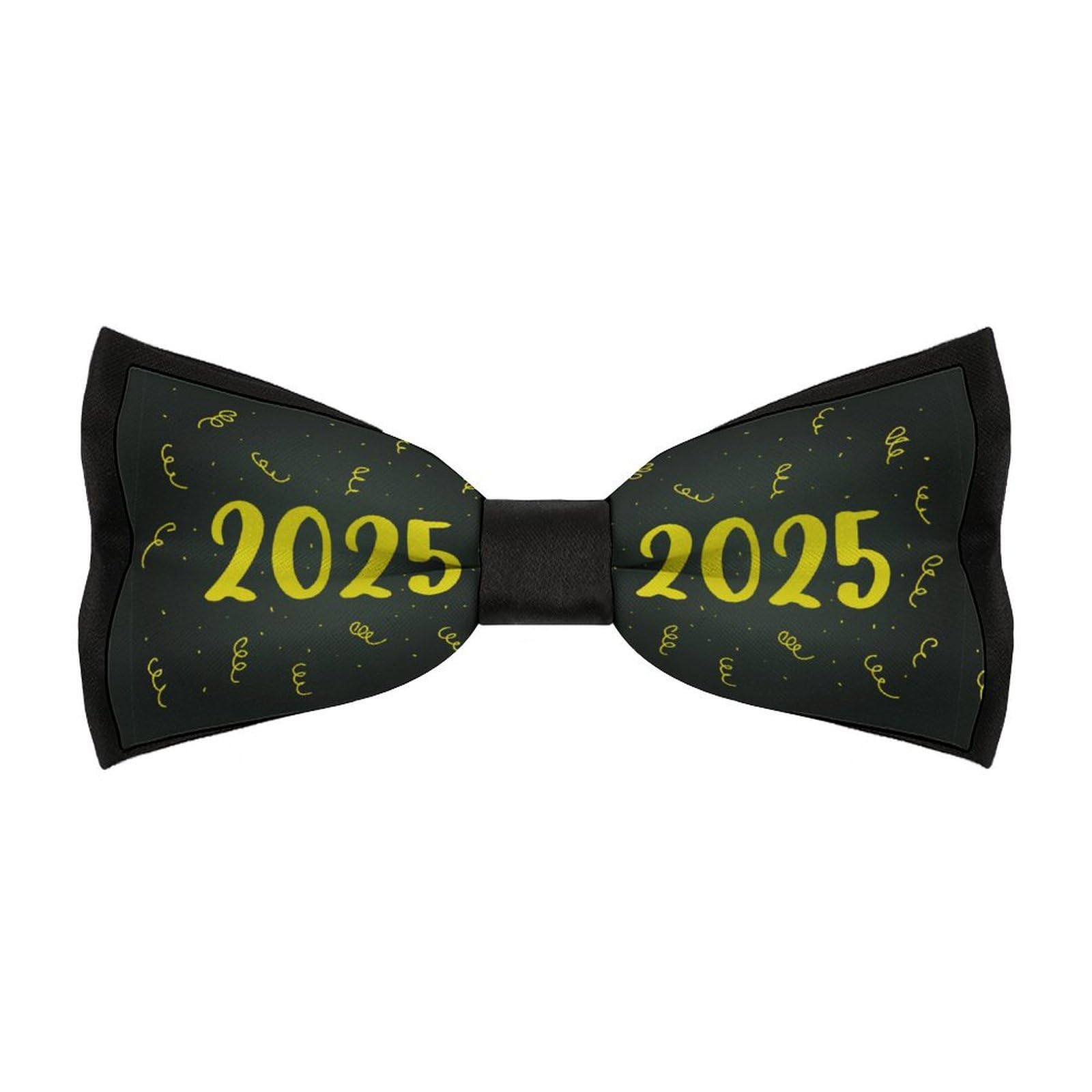 JYYAU Happy New Year 2025 Bow Tie Adjustable Necktie For Men Business Fashion Pre-tied Tie Neckwear Novelty Accessory For Weddings Party Festival