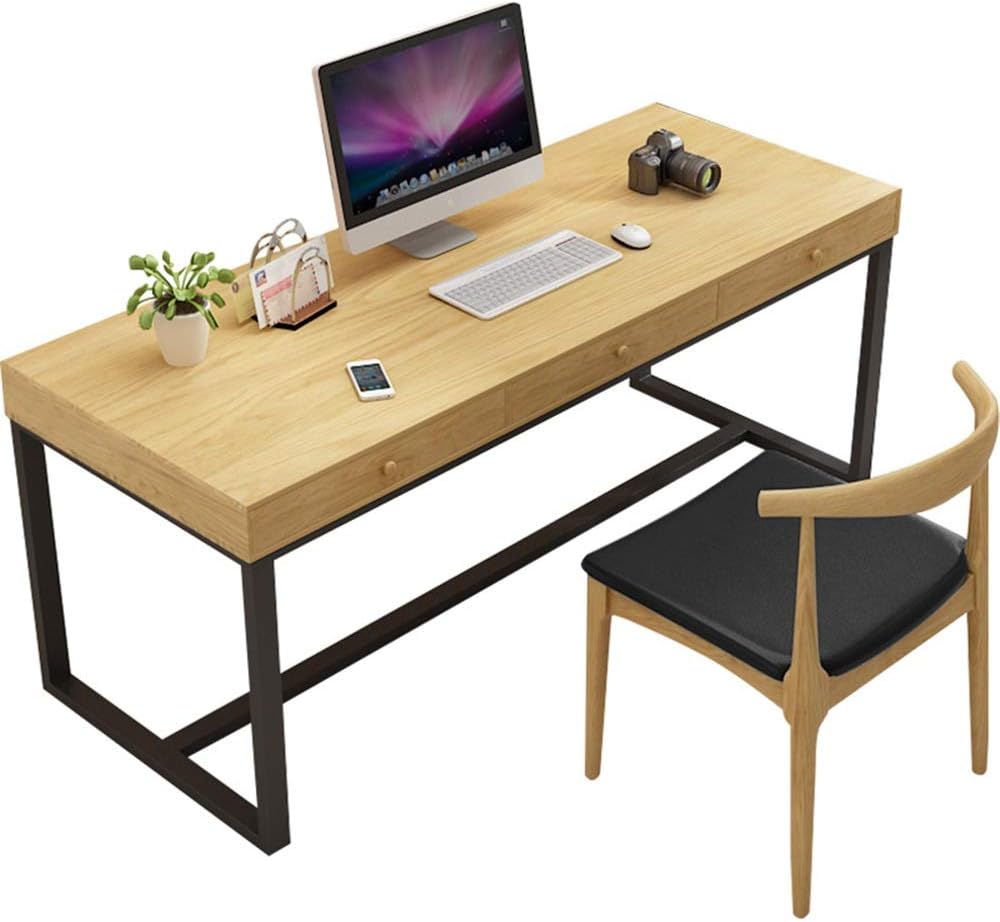 DERTHWER Computer Desk, Modern Home Solid Wood Computer