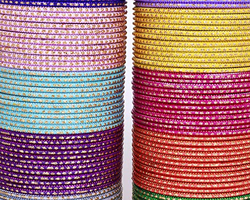 Sukh Collection Jewellery Indian Exclusive Plain Bangles for Wedding & Party Wear Optional Colours for Women & Bridal Bollywood Style 144 Pcs Bangle Bracelets Box2