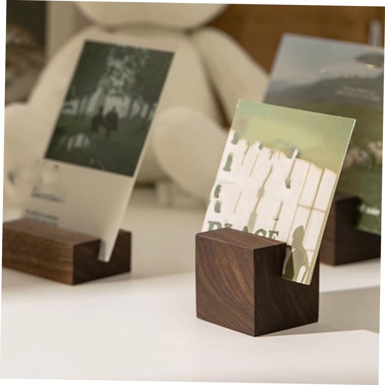 Lurrose 50piezas Soporte De Tarjetas De Madera Natural De Base Para Tarjetas De Mesa y Notas Para Bodas Soporte Para Menús y Fotografías