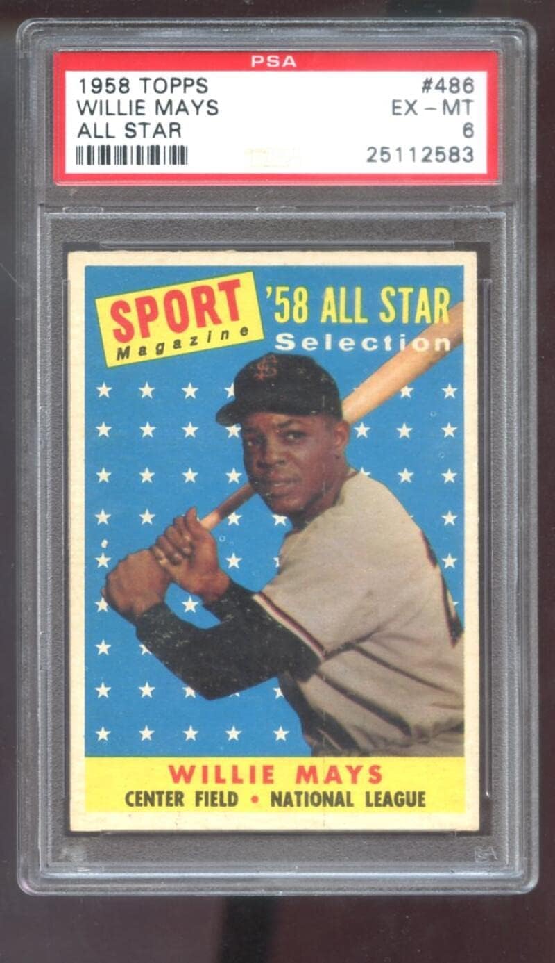 1958 Topps #486 Willie Mays All-Star Sport Magazine PSA 6 Graded Baseball Card