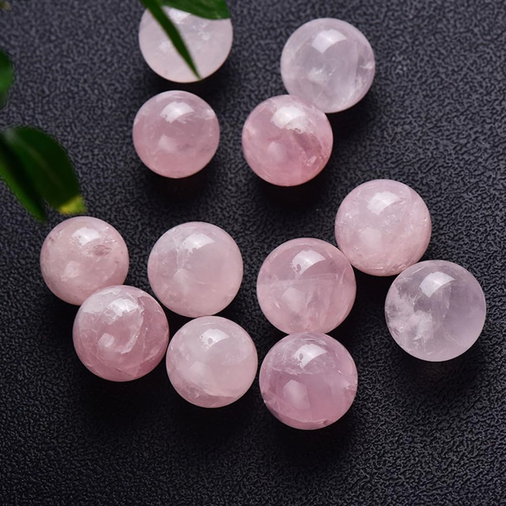 Big Crystal Ball Polished Rose Quartz Sphere Decorative Sphere Crystals Ball Stone Crafts Home Decor Ornament for Feng Shui Divination Fortune Telling,17mm