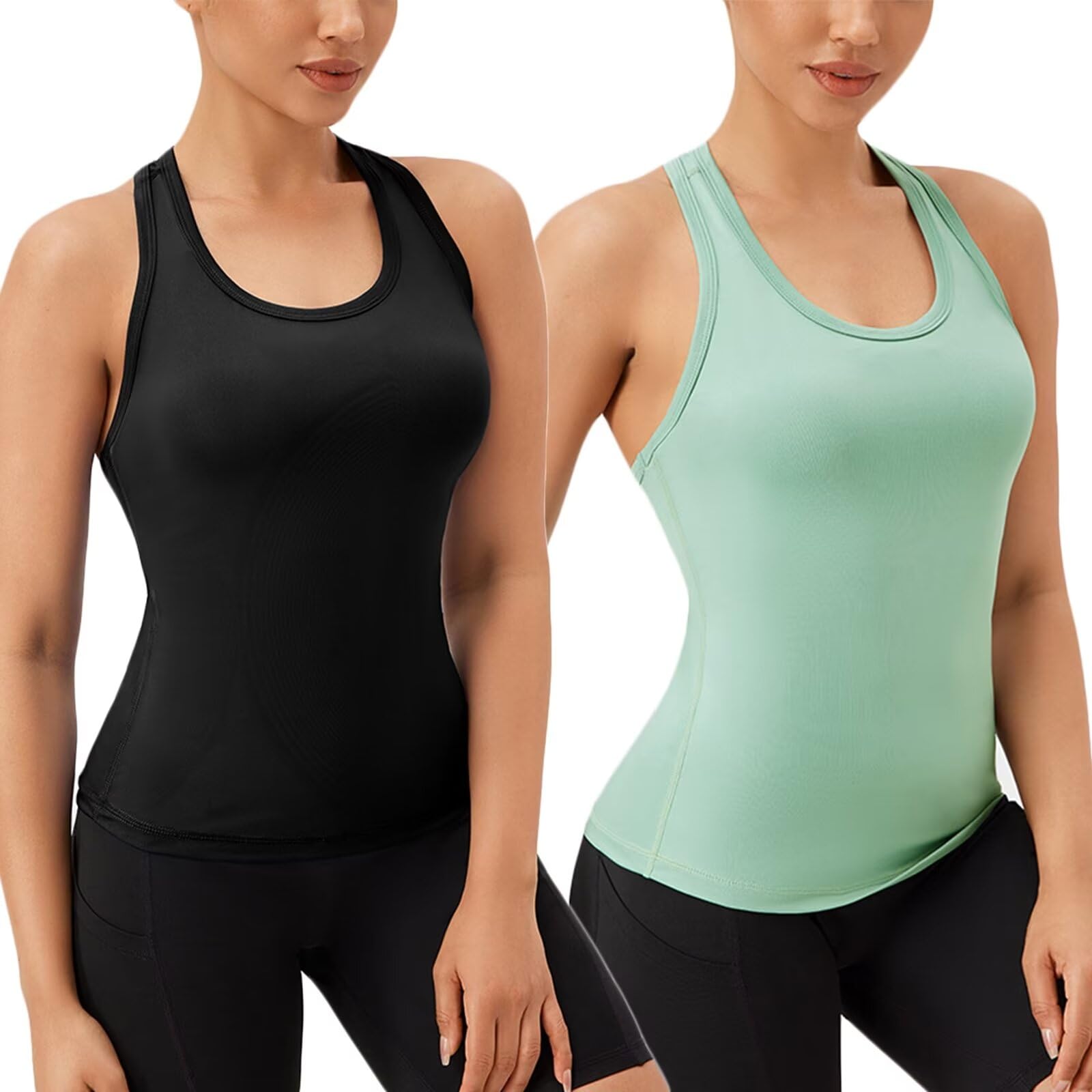 Camisetas Tirantes Mujer Verano Chaleco Mujer Camiseta Deportiva sin Mangas Elegantes Tank Top,2 Pcs