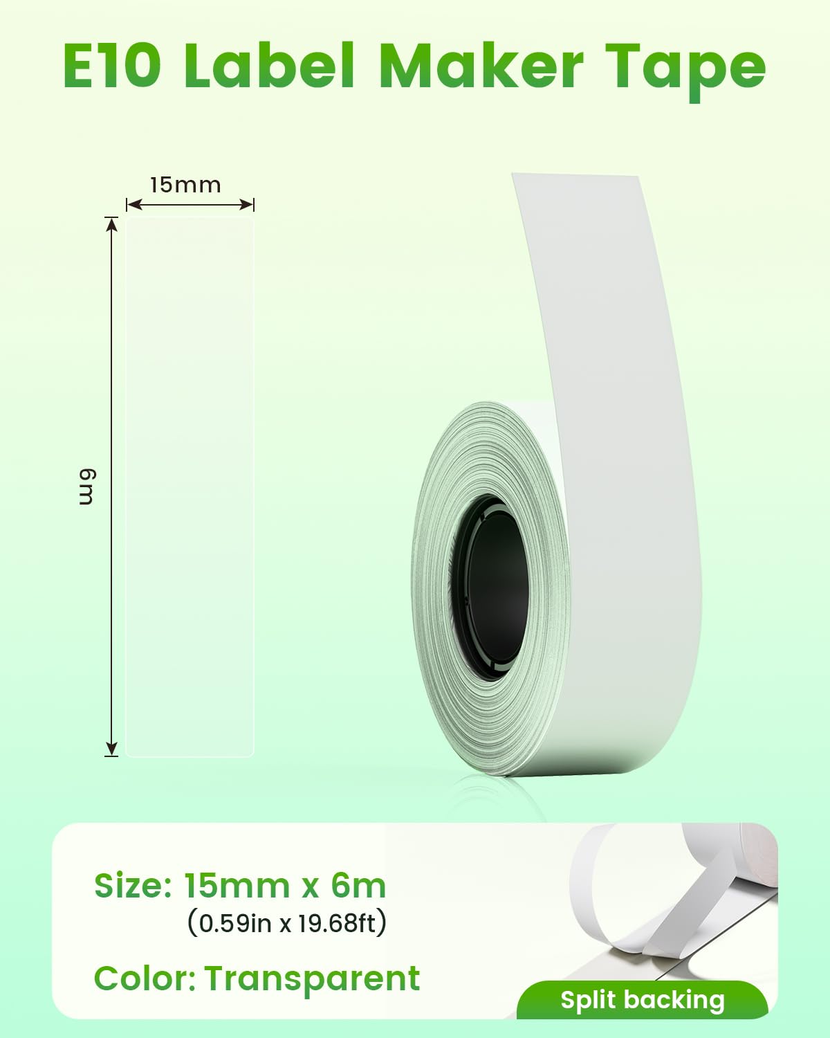 6 rollos de cinta adhesiva compatible con los fabricantes de etiquetas SUPVAN E10 y E11