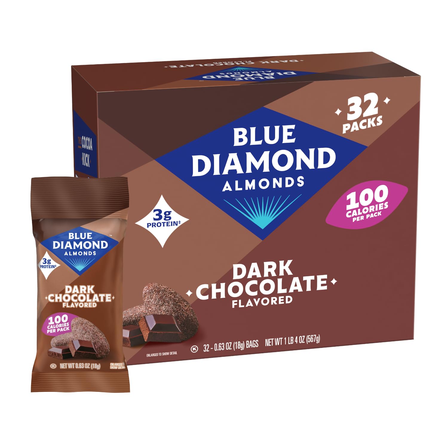 Blue Diamond Almonds Dark Chocolate Cocoa Dusted Snack Nuts