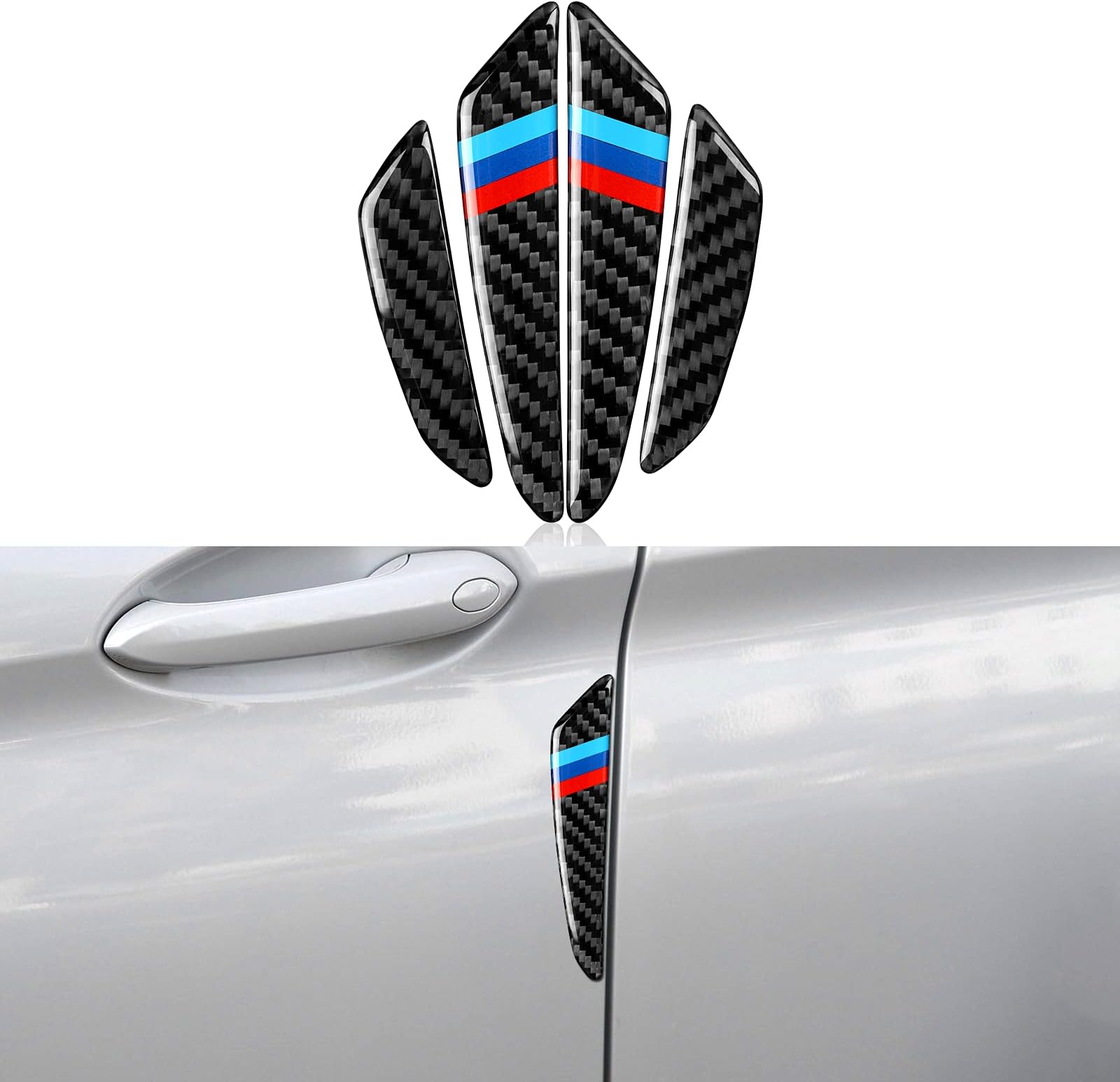 HENGYUESHANG 4PCS Universal Car Door Bumper Guard Protector Sticker Anti-Collision Strips Real Carbon Fiber Door Edge Guard Protector (Style A)