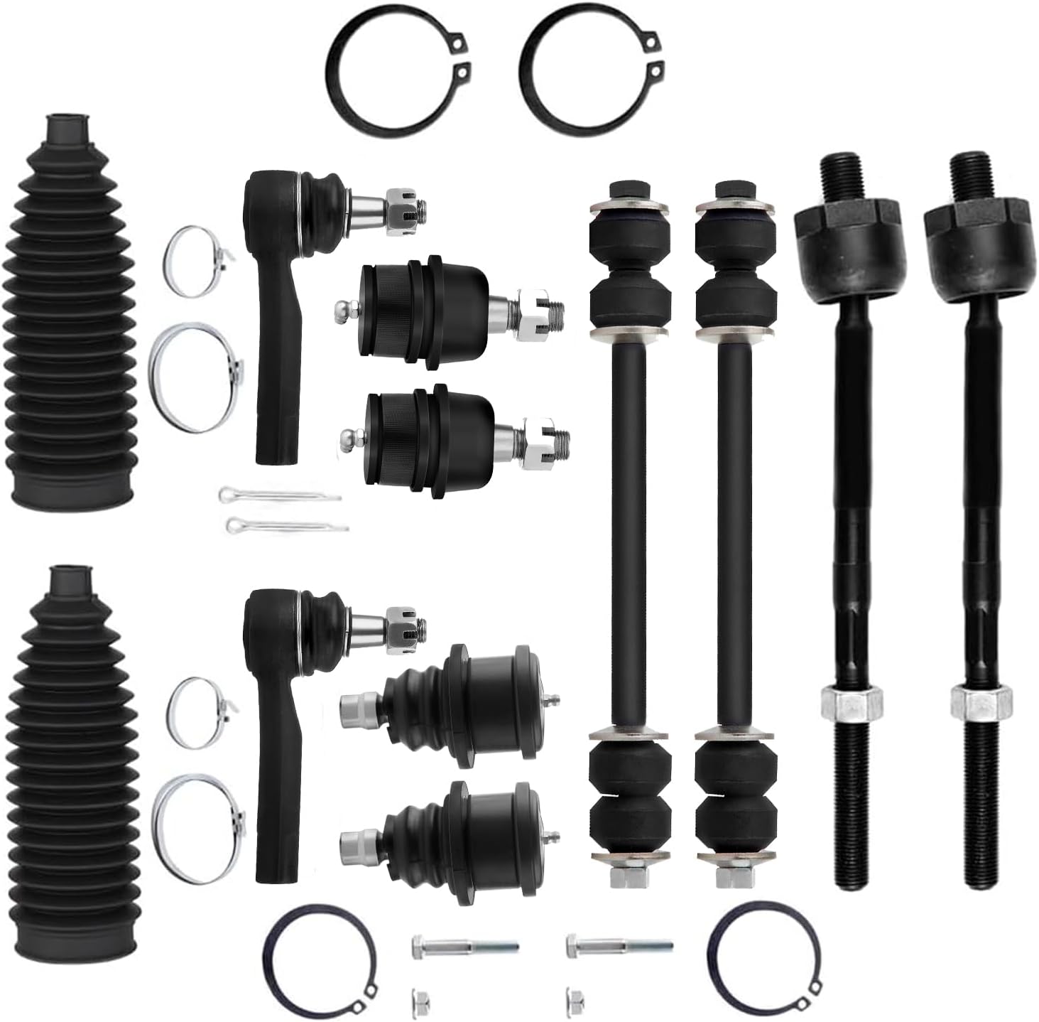 Front Inner Outer Tie Rod End w/Steering Boot fit for Ford Explorer Sport Trac 2001 2002 2003 2004 2005, Suspension Kit with Lower Upper Ball Joint Sway Bar Link - 12pc Set