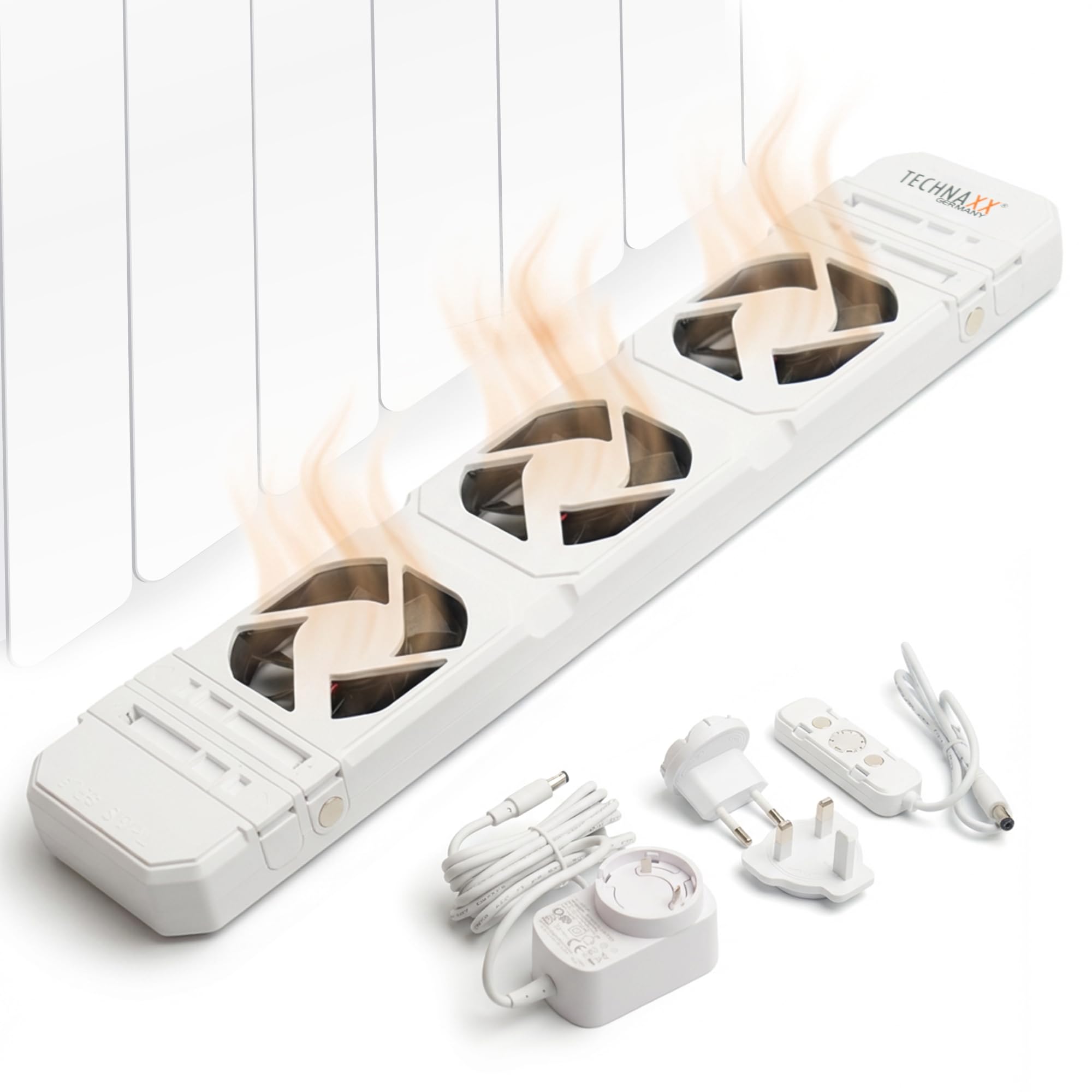 Technaxx Heizkörperventilator Mono Set TX-302, energieeffizienter Heizkörper-Booster für 50-70 cm Heizkörper & Konvektoren – flüsterleise, automatische Ein-/Ausschaltung mit Temperatursensor