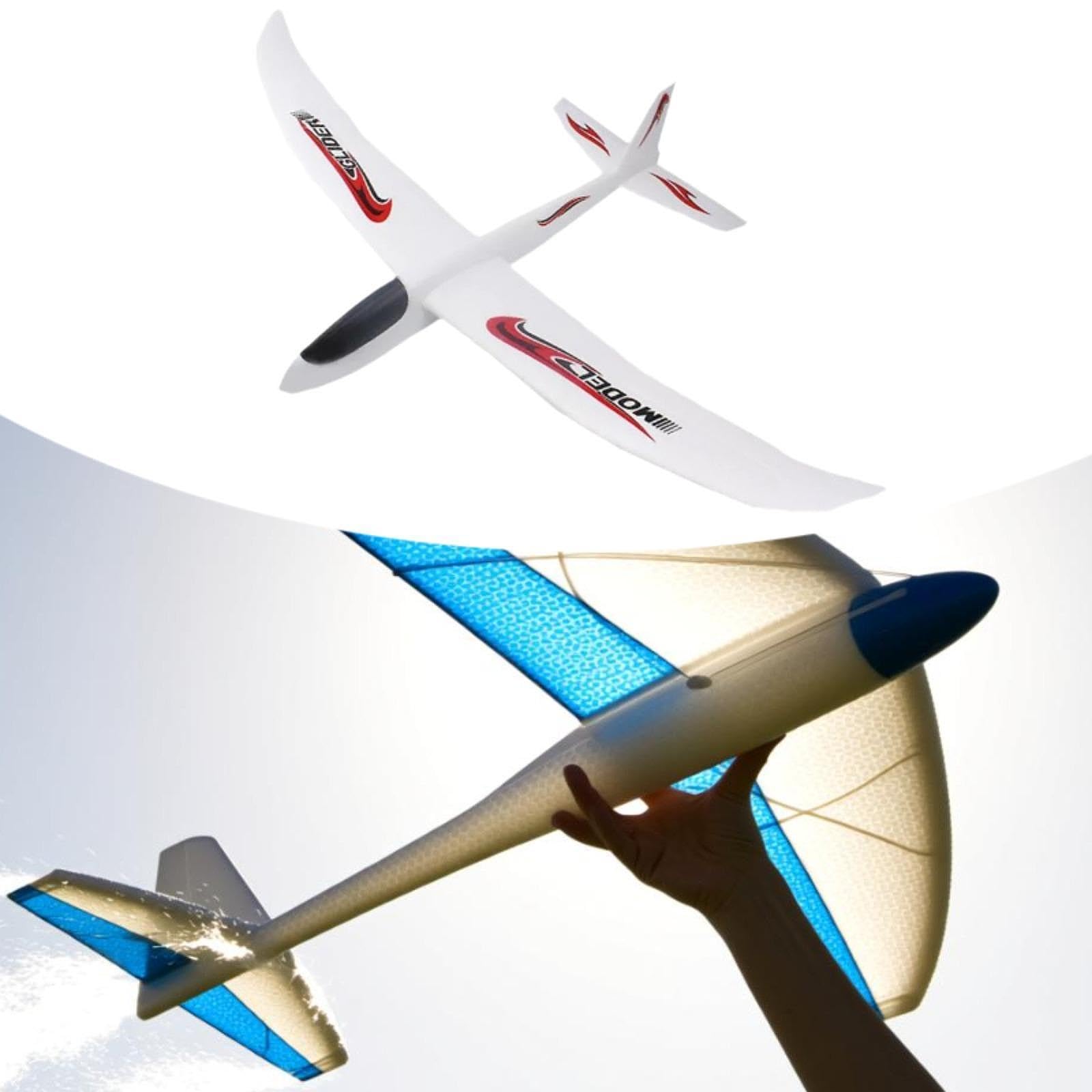 Spielzeugflugzeug Zum Starten, Schaumstoffgleiter, Anfängermodell, Handstart, Eva Material, für Den Außenbereich Geeignet, Ideal für Kinder, Weiß