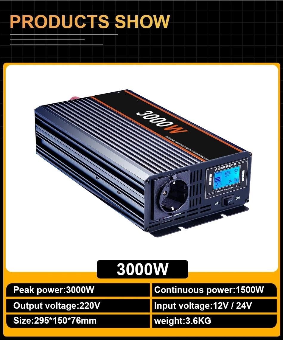 5000W 3000W 4000W Inverter Potenza DC 12V 24V A AC 220V Onda Sinusoidale Pura Convertitore Inverter Per Auto Telecomando Presa UE Onda Sinusoidale Inverter(12V,3000W)