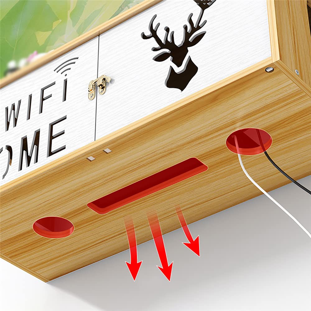 Caja de gestión de cables Estante de almacenamiento enrutador WIFI ciervo madera cerezo decodificador TV refugio montado en la pared cable placa alimentación soporte organizador estante