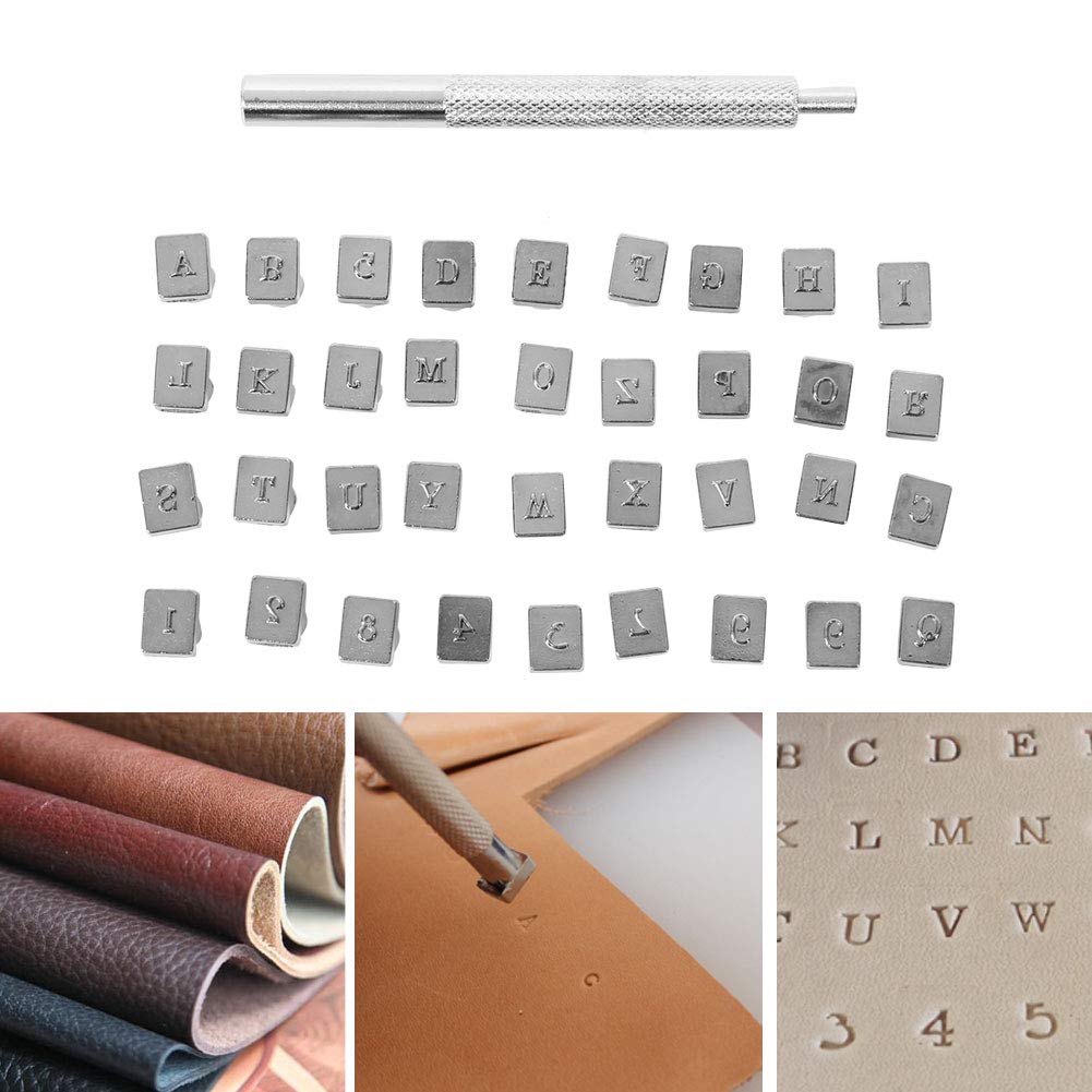 36PCS Leather Stamp Punch Set, 3mm Alphabet Leather Stamping Tools for Leather Belt Bag Craft