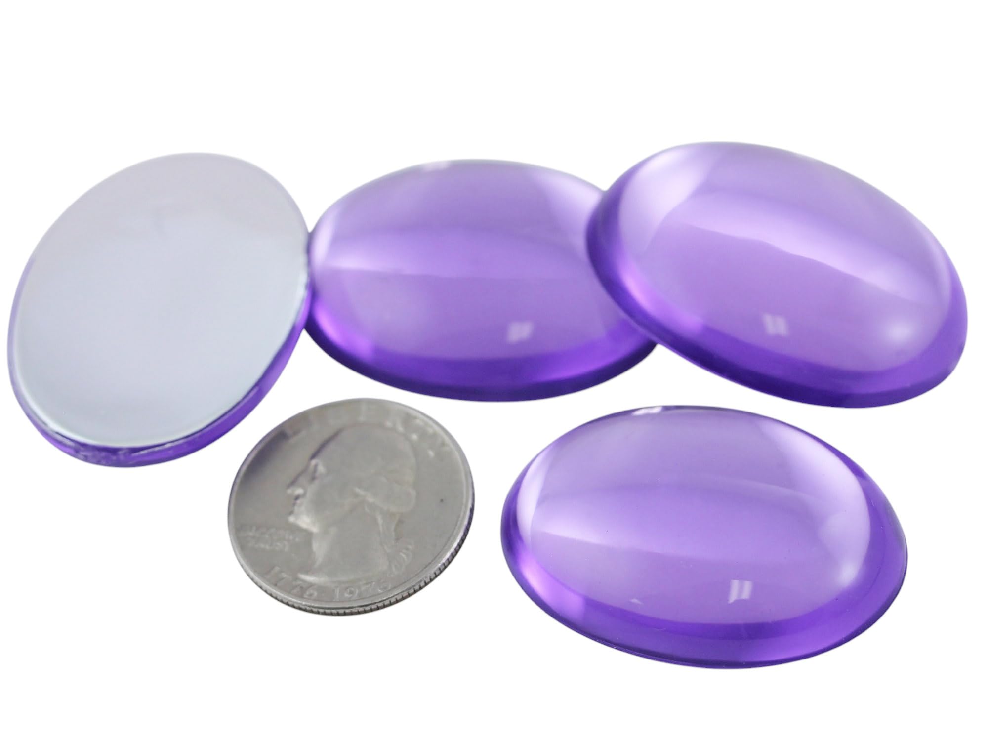 40x30mm Large Flat Back Oval Acrylic Cabochons Rhinestones Plastic Gems Embellishments for Crafts, Costumes, Card Invitations, Jewelry, Cosplay - 4 Pieces (Purple Lilac H111)