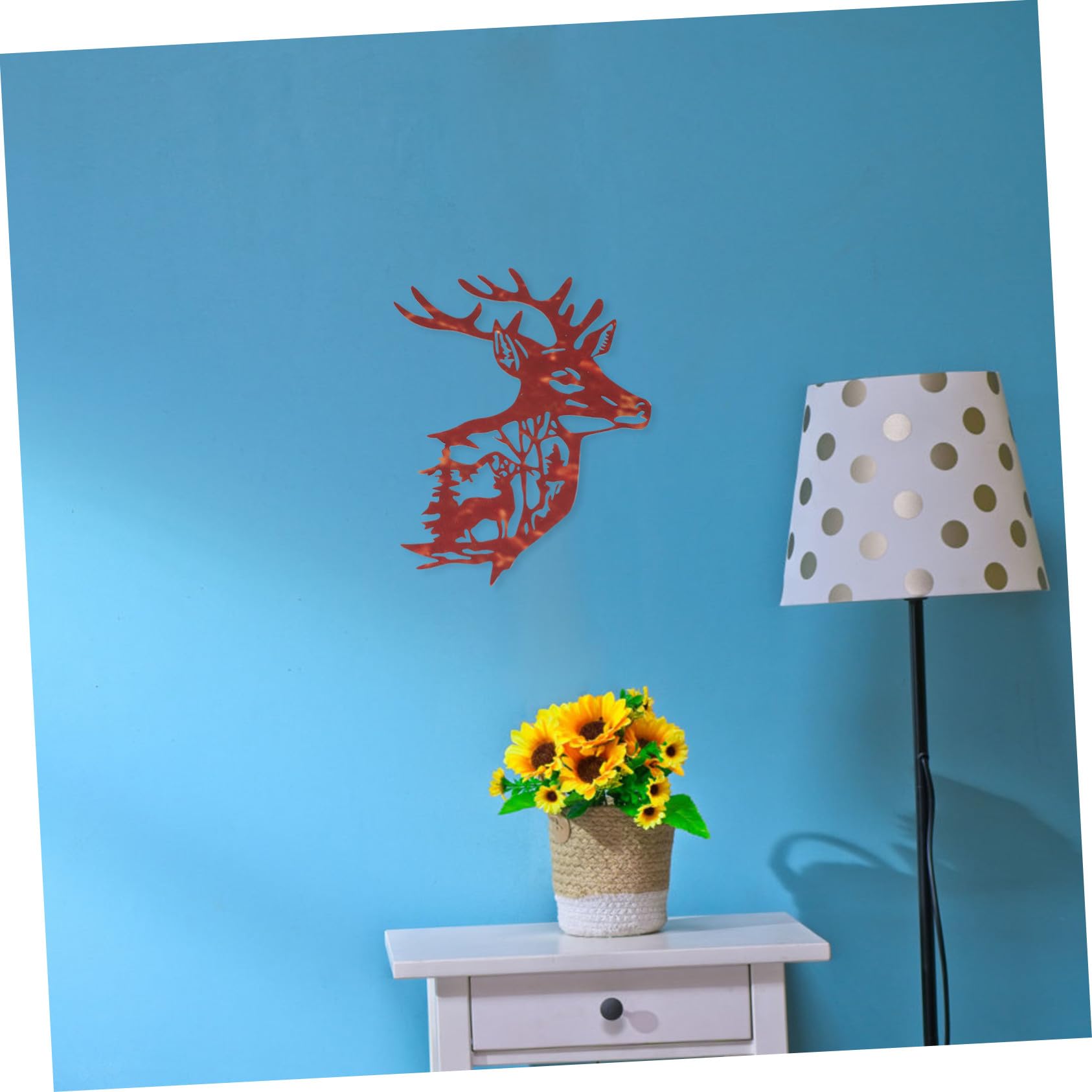 iplusmile Decorazione Murale Cervo in Ferro 3 Pezzi, Arte da Parete per Soggiorno e Giardino, Scultura Appesa per Arredamento Casa e Ufficio