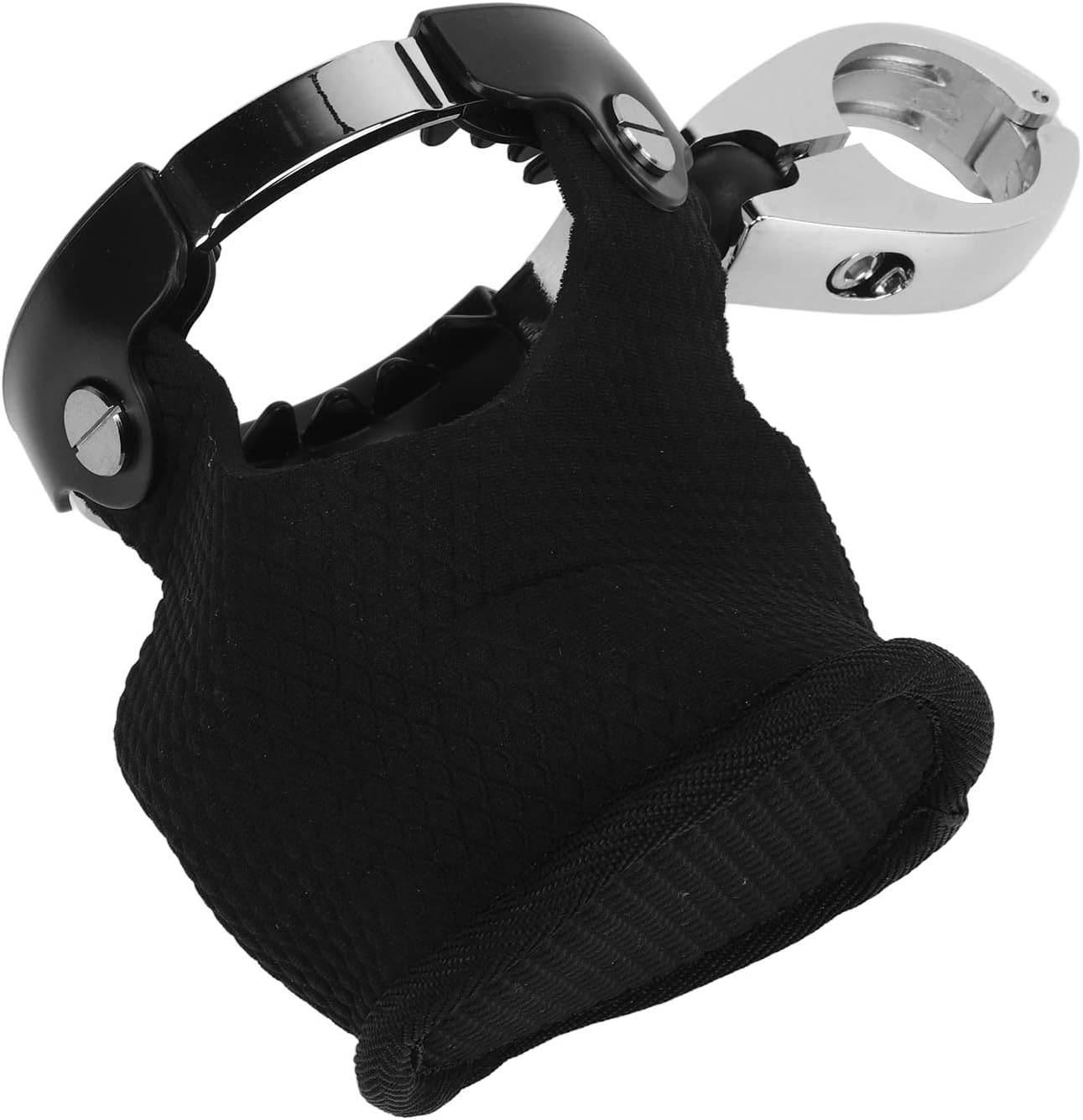 Qiilu Motorcycle Cup Holder Chrome Metal + Neoprene Universal Fit 360 Degrees Swivel Ball Mount