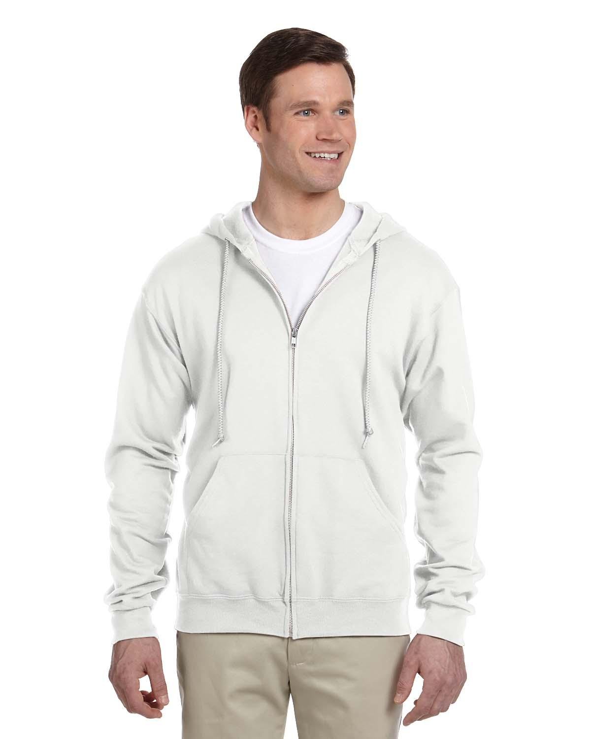 Jerzees Sudadera con capucha de forro polar 50/50 con cremallera completa para hombre (993), color blanco, talla 2XL, Blanco, XX-Large